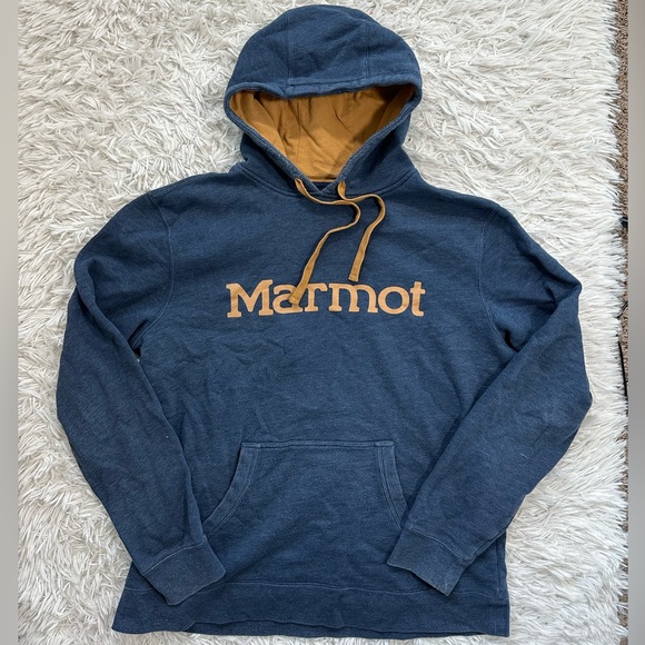 Marmot Other - Marmot Men’s Blue and Gold Kangaroo Hoodie Size XL